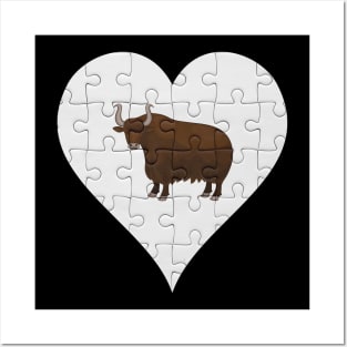 Jigsaw  Yak Heart Design - Wild Animal Yak Posters and Art